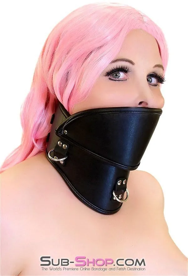 0504DL  Posture Collar with 3 D-Rings and Integrated Gag Cover, 3.6 Inches Tall
