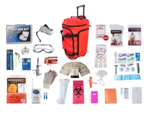 1 Person Elite Survival Kit (72  Hours) - Red Roller Bag