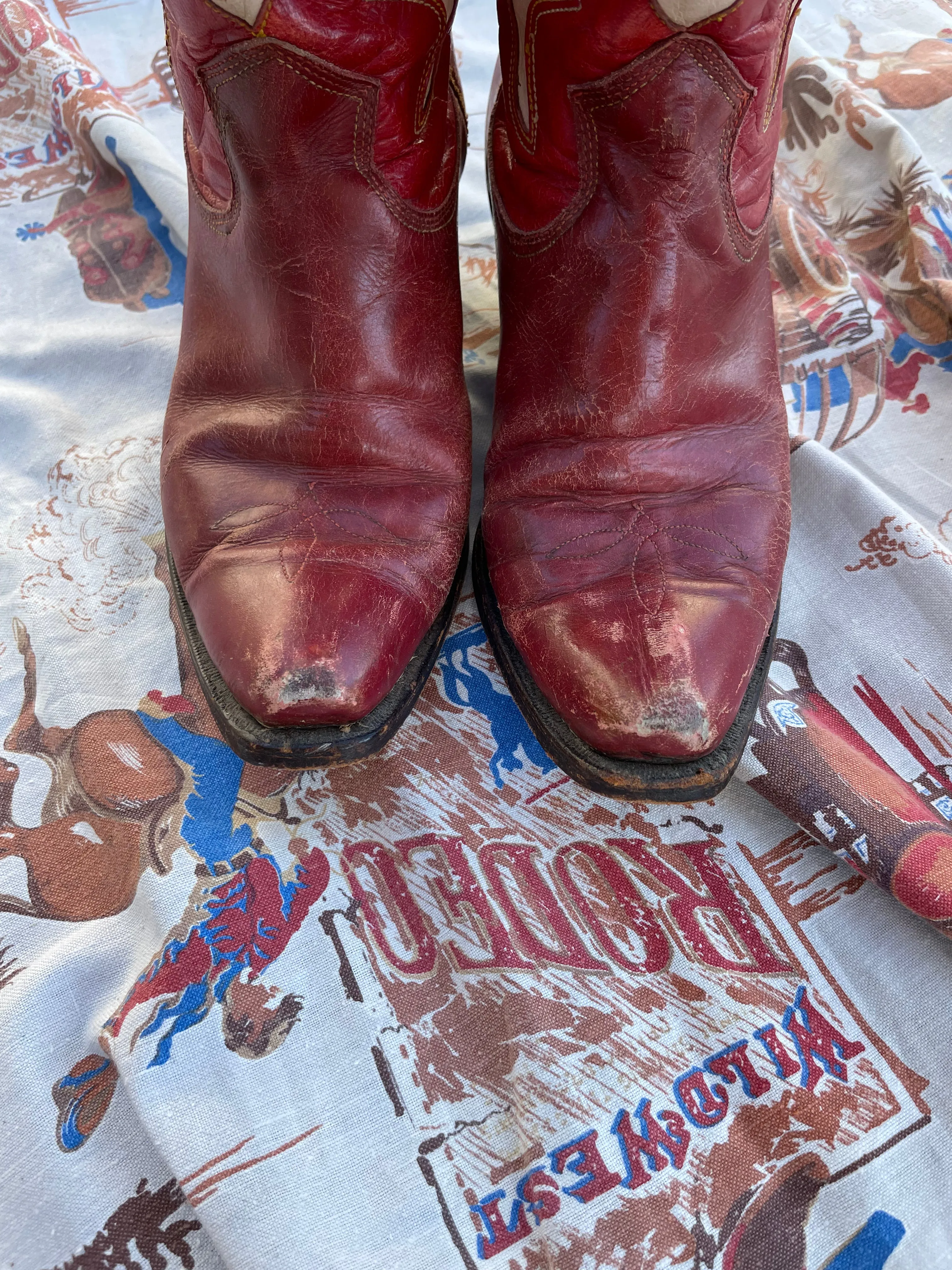 1940s Acme Red Leather Inlay PeeWee Boots