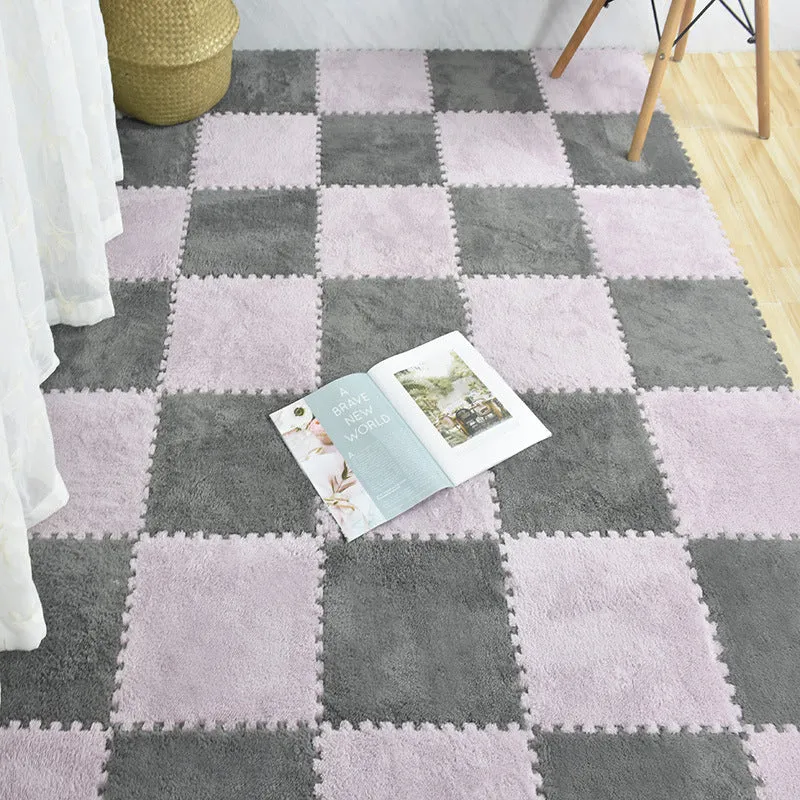5-10 Piece Plush Fabric Interlocking Carpet Tiles