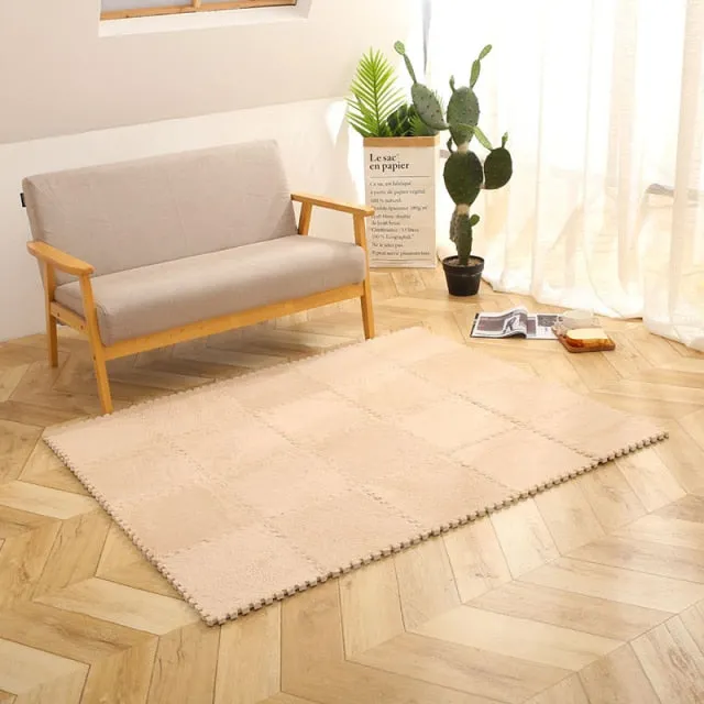 5-10 Piece Plush Fabric Interlocking Carpet Tiles