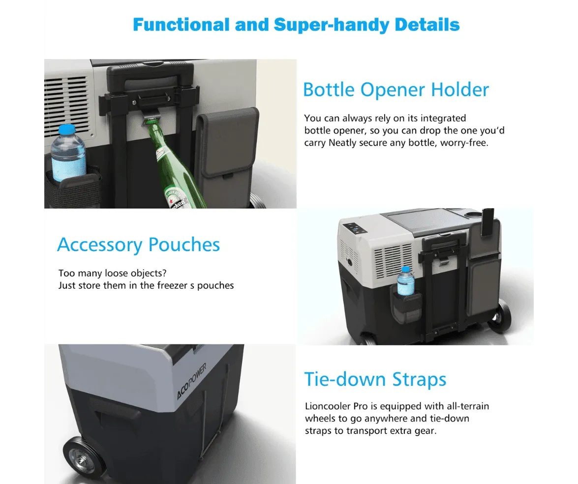 Acopower LiONCooler Pro Portable Solar Fridge Freezer, 32 Quarts - With Battery
