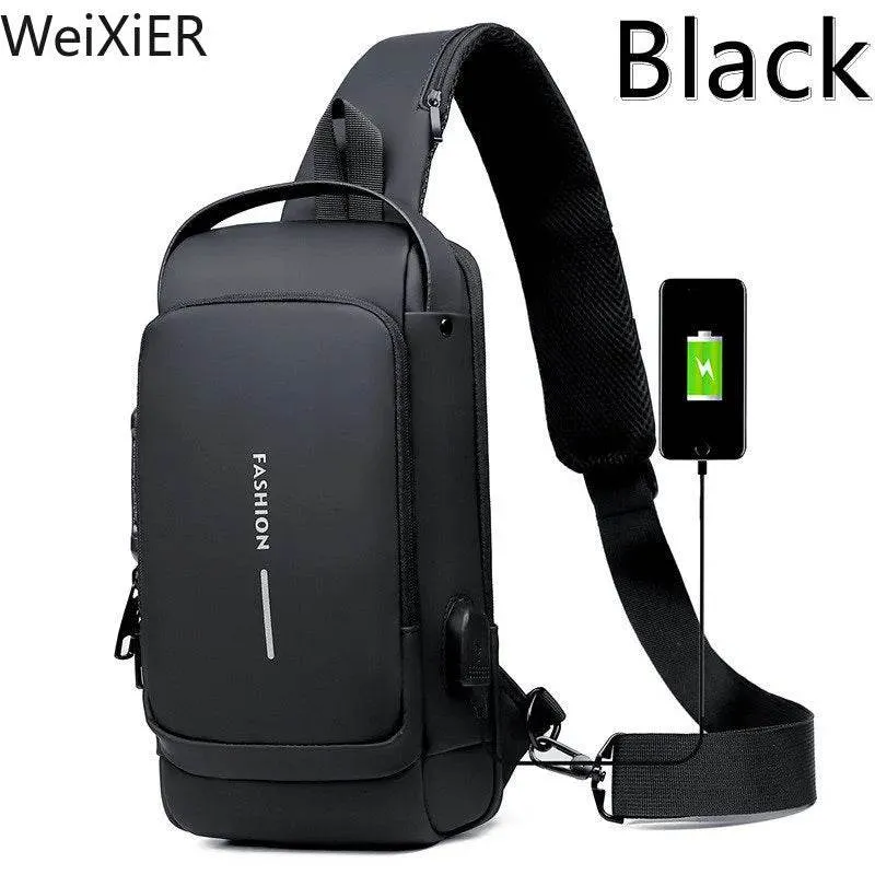 Anti Theft Chest Bag Shoulder USB Charging Crossbody Package