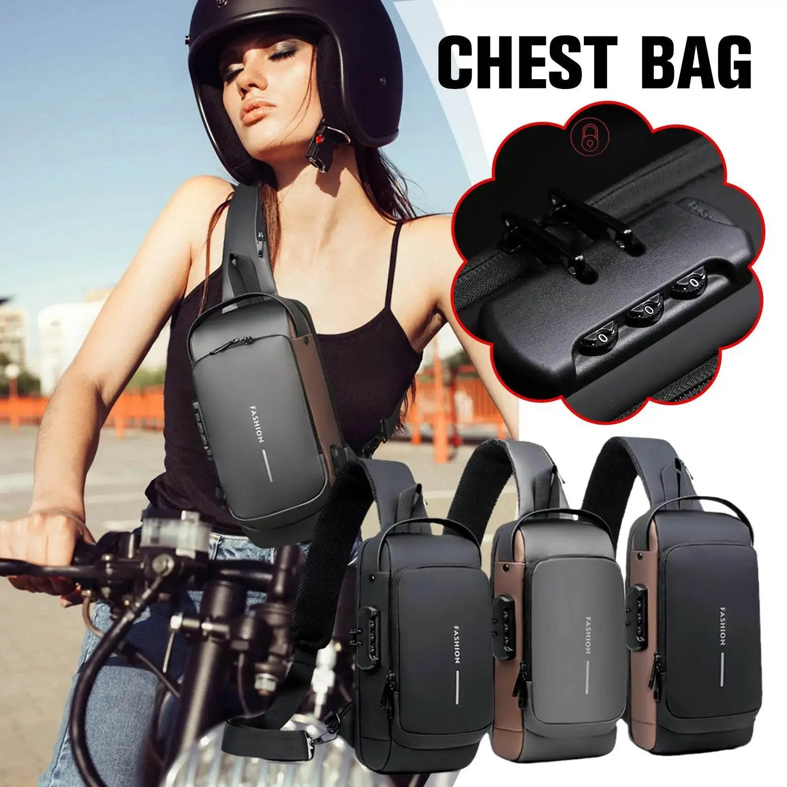 Anti Theft Chest Bag Shoulder USB Charging Crossbody Package