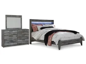 Baystorm Queen Panel Bed with Mirrored Dresser