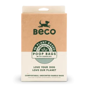 Beco Plant Based Compostable Unscented Poop Bags with Handles (96 bags)