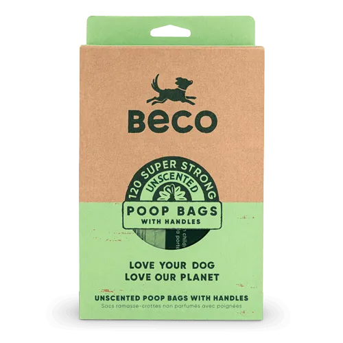 Beco Super Strong Degradable Unscented Poop Bags with Handles (120 bags)