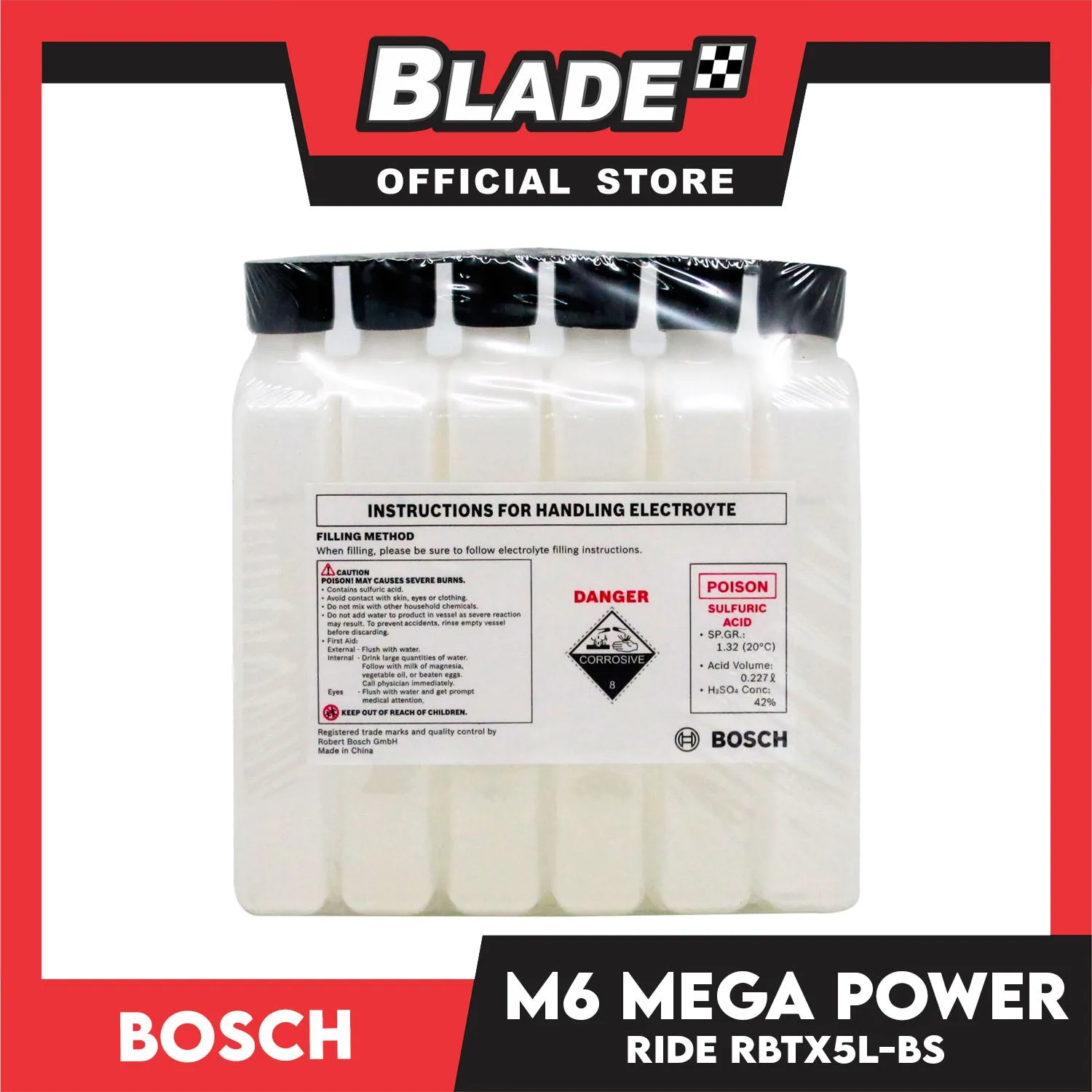 Bosch Motorcycle Battery M6 Power Ride AGM (VRLA) Battery RBTX5L-BS