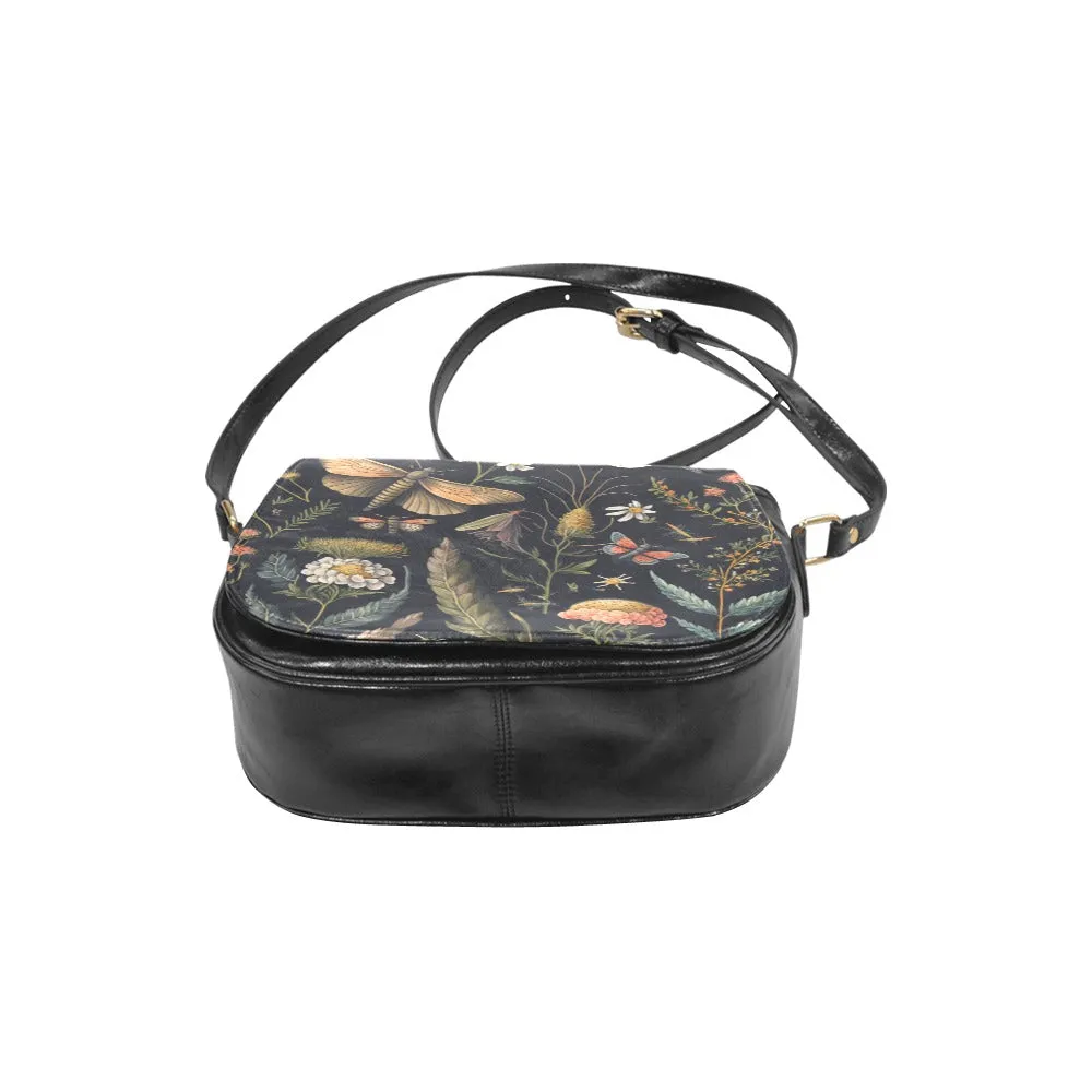 Botanical Moths Cross Body Purse, Saddle Bag