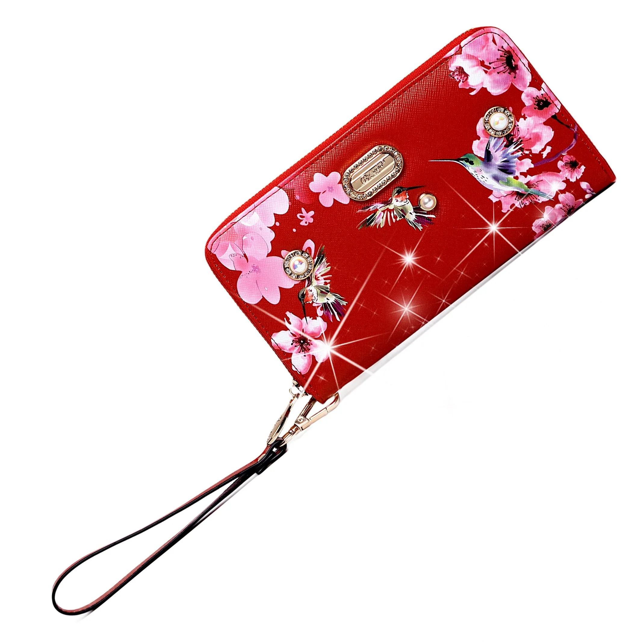Brangio Luxe Hummingbird Floral Satchel/Wallet Set