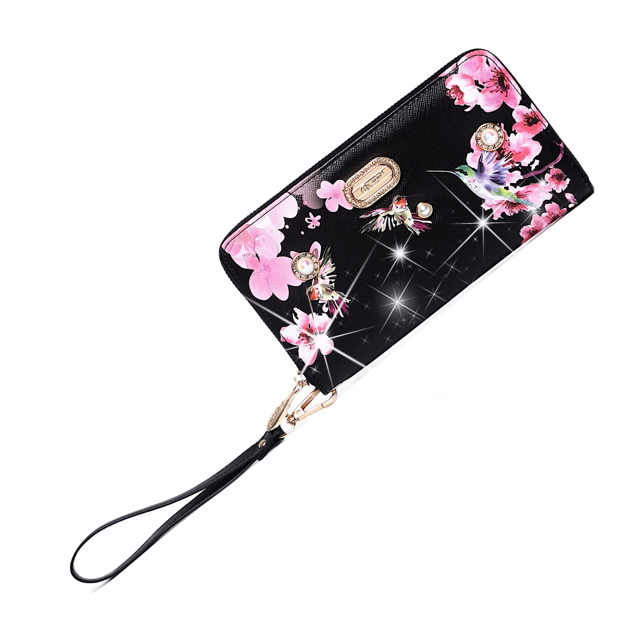 Brangio Luxe Hummingbird Floral Satchel/Wallet Set