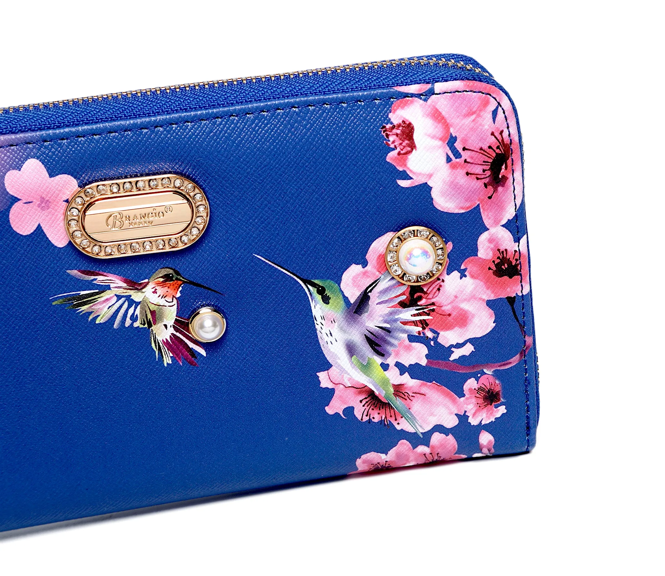 Brangio Luxe Hummingbird Floral Satchel/Wallet Set