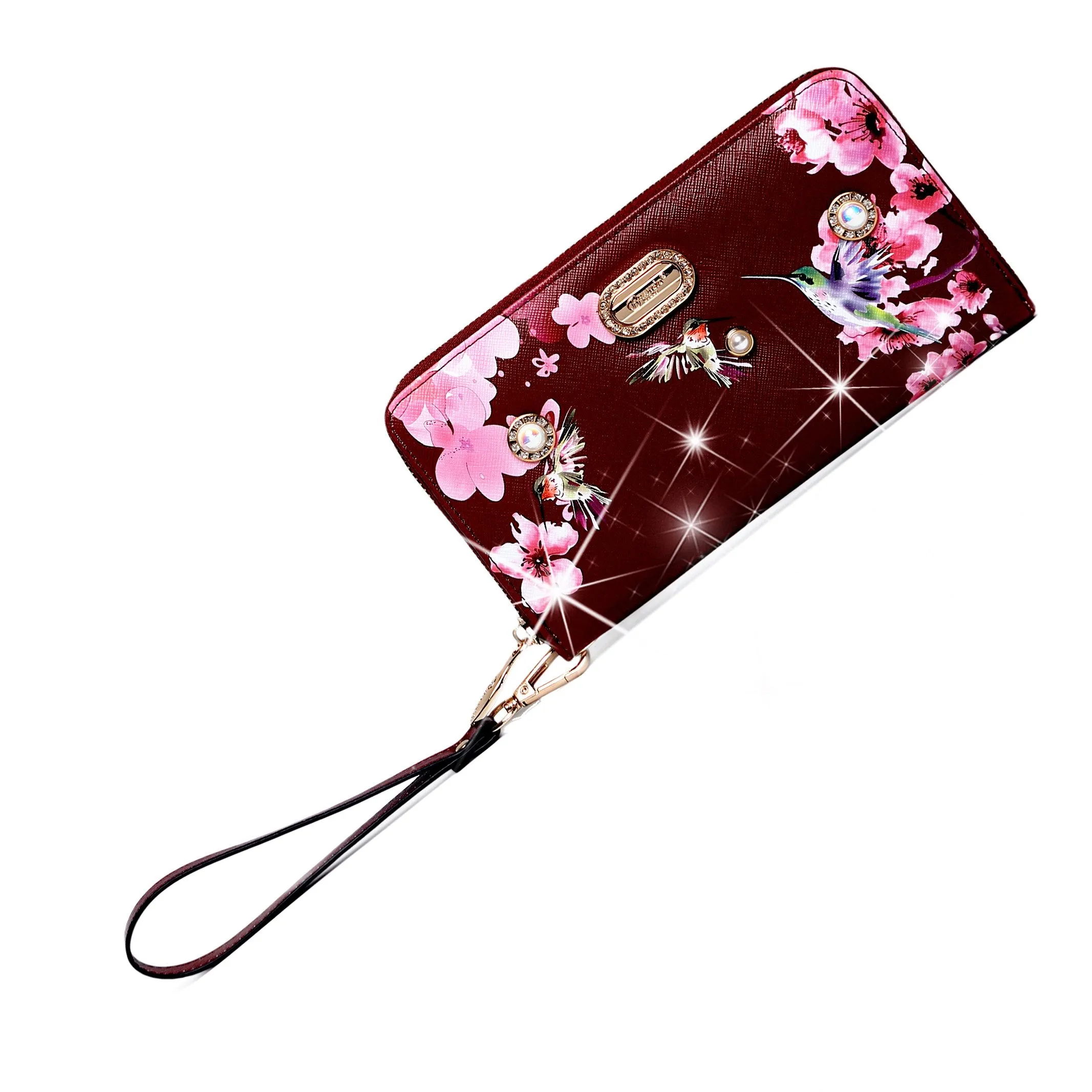 Brangio Luxe Hummingbird Floral Satchel/Wallet Set
