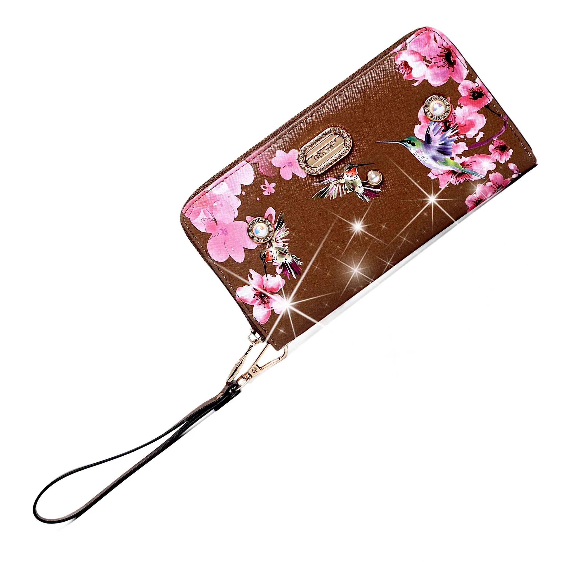 Brangio Luxe Hummingbird Floral Satchel/Wallet Set