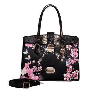 Brangio Luxe Hummingbird Floral Satchel/Wallet Set