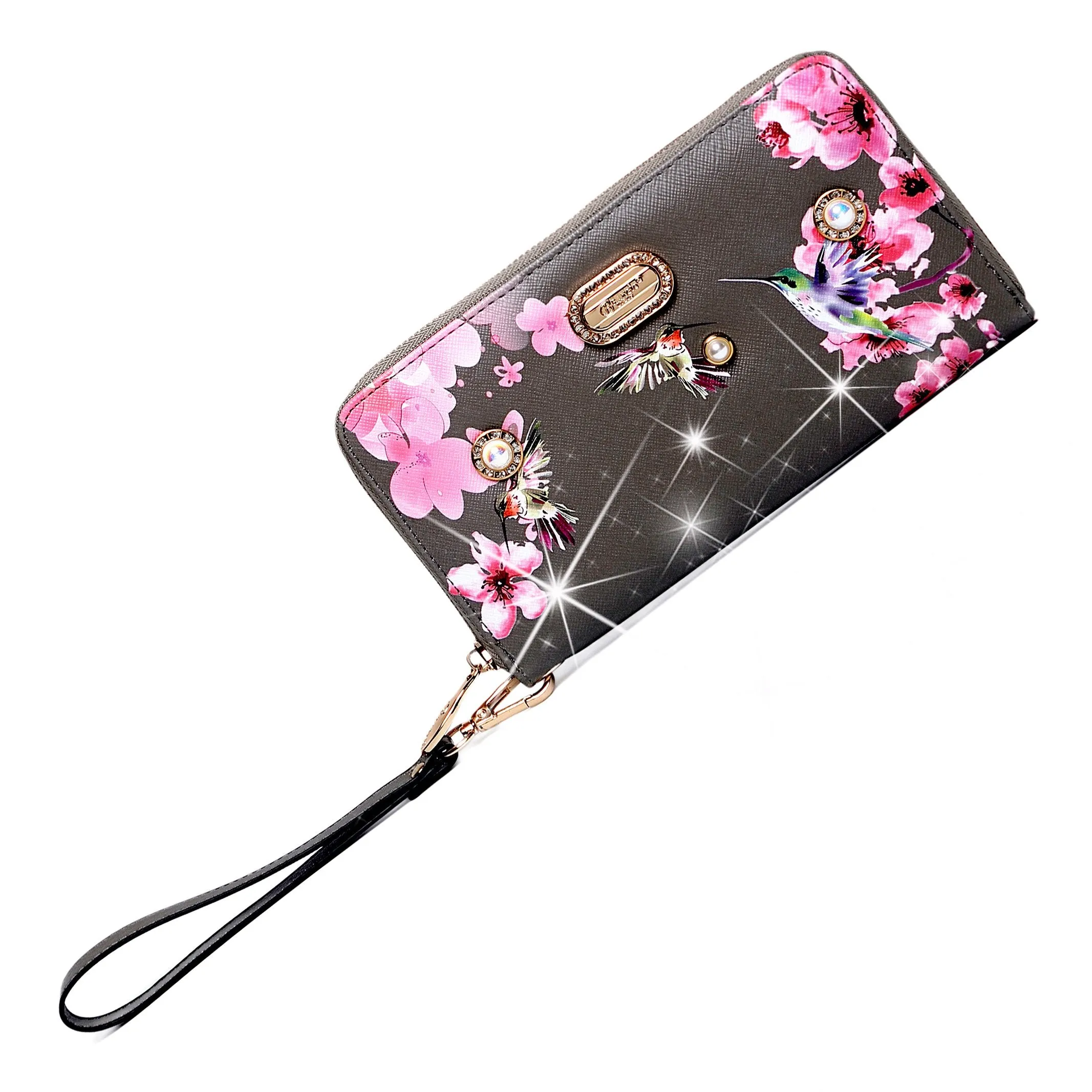 Brangio Luxe Hummingbird Floral Satchel/Wallet Set