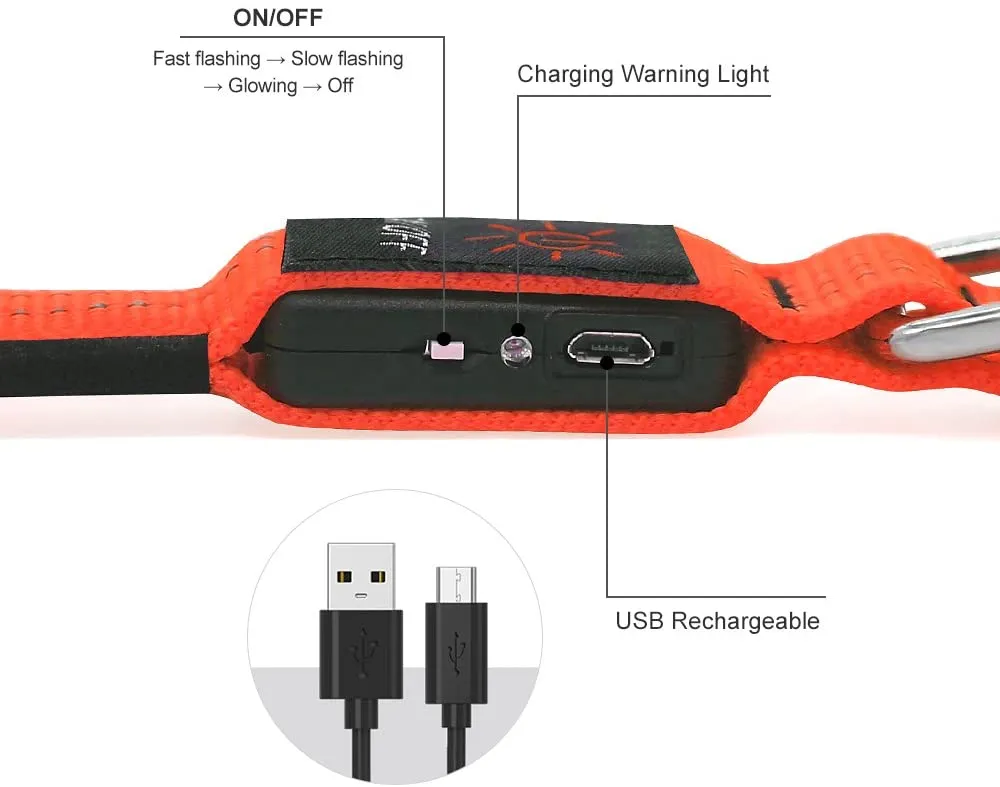 BSEEN Nylon Reflective LED Dog Collar