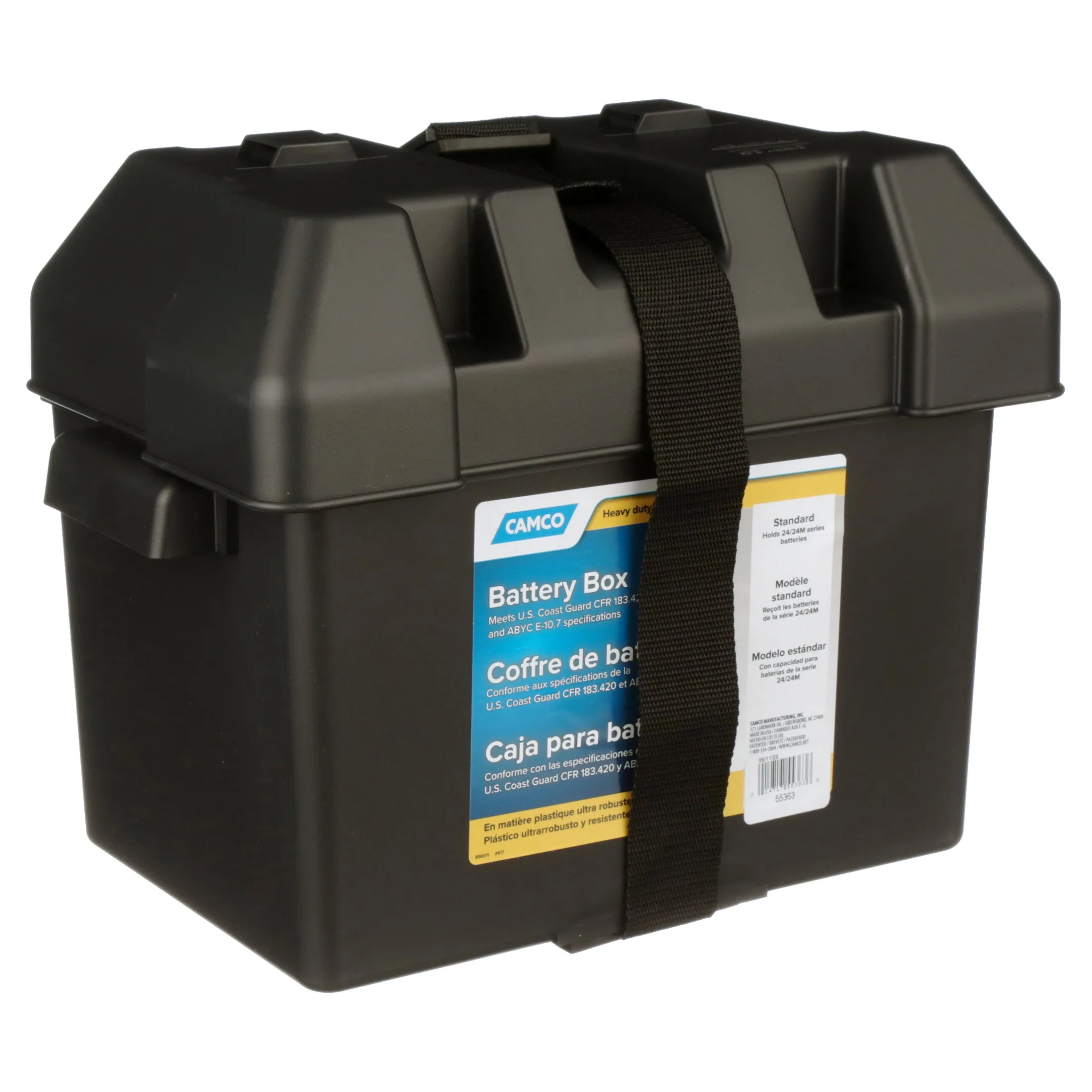 Camco Battery Box Standard Group 24 Trailer Camper RV Boat Durable Lightweight