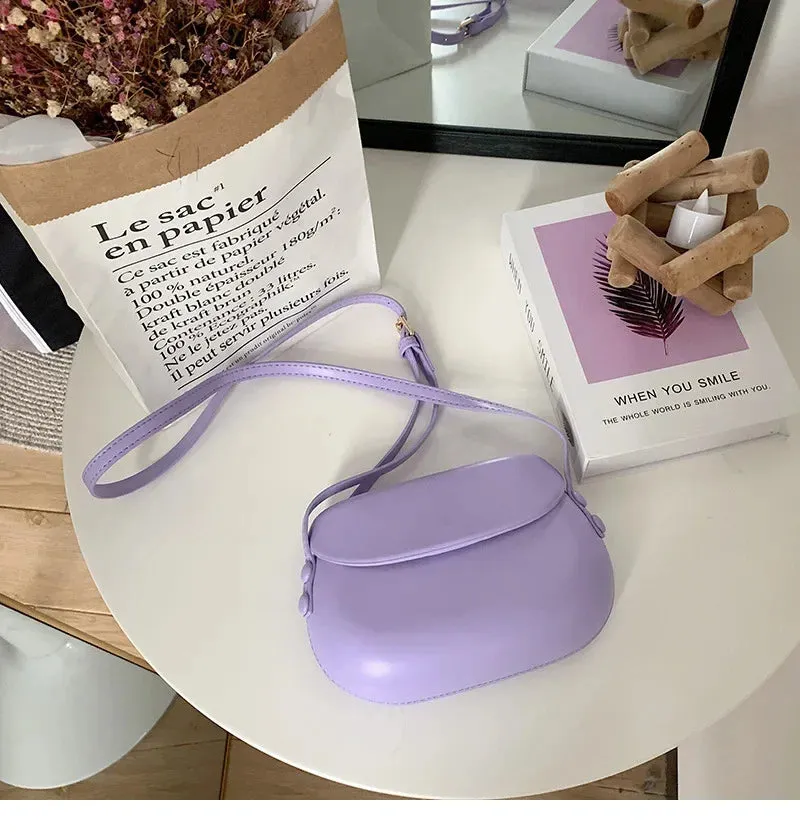 Candy Color Women Saddle Shoulder Bag Portable Female Clutch Purse Handbags Crossbody Bag Fashion Ladies Small Messenger Bags