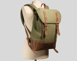 Canvas Backpack with Leather Strap