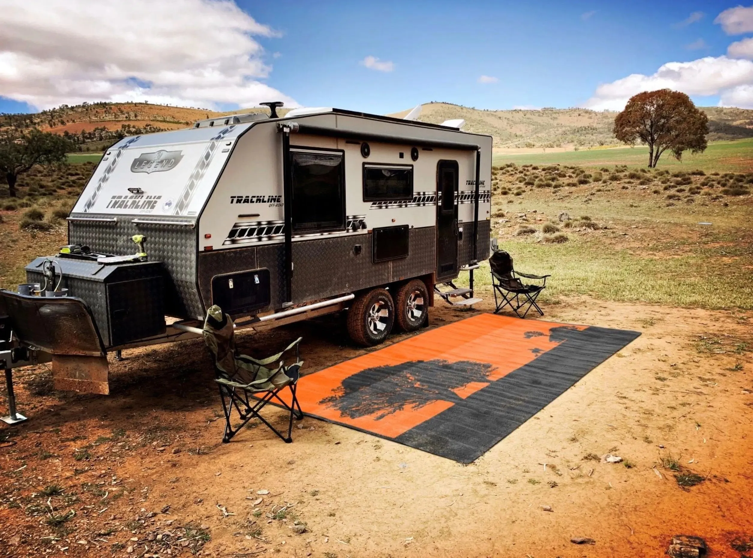Caravan Camping Mat Outback Style Rust Black
