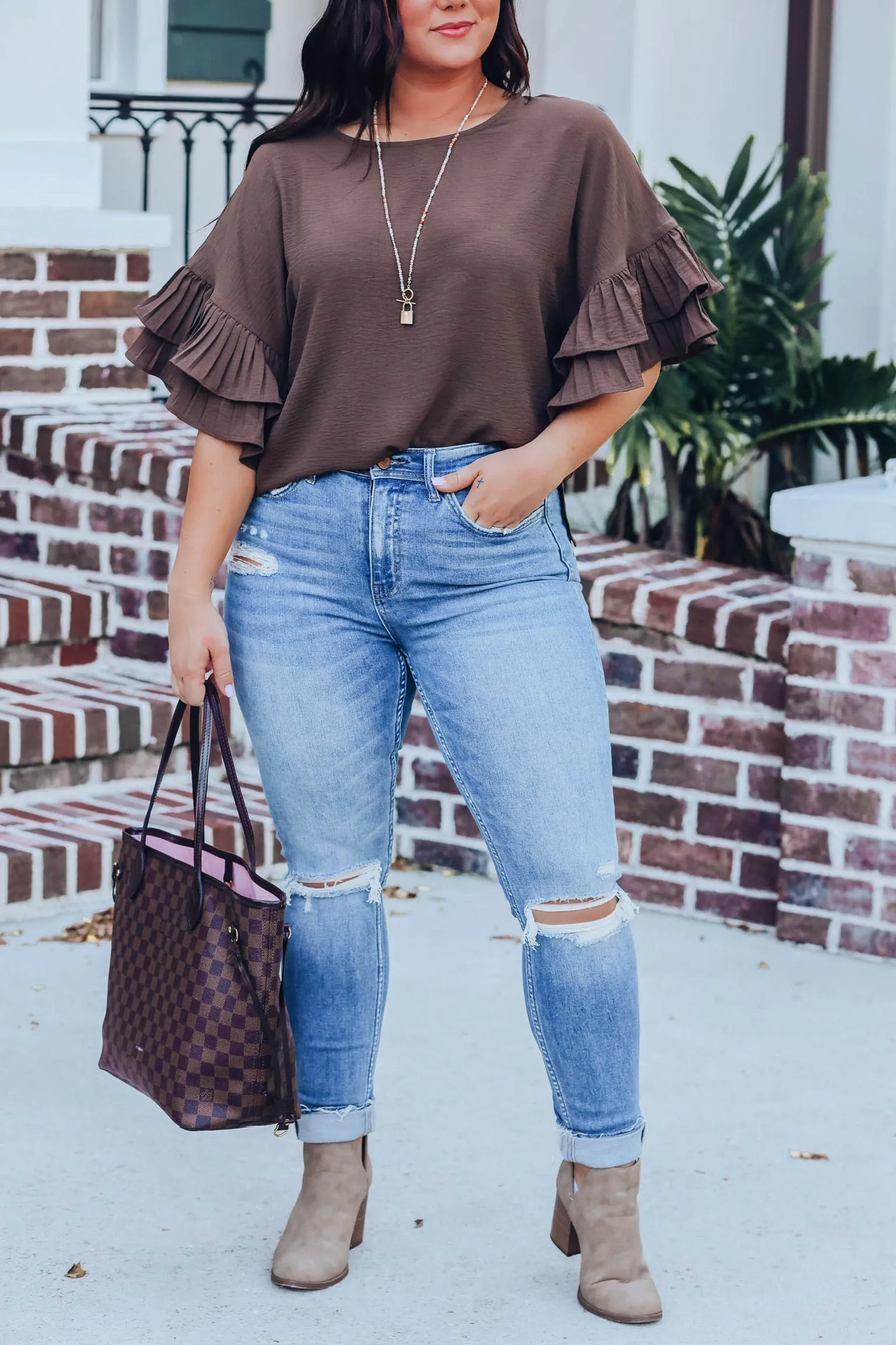 Christina Oversized Ruffle Sleeve Blouse
