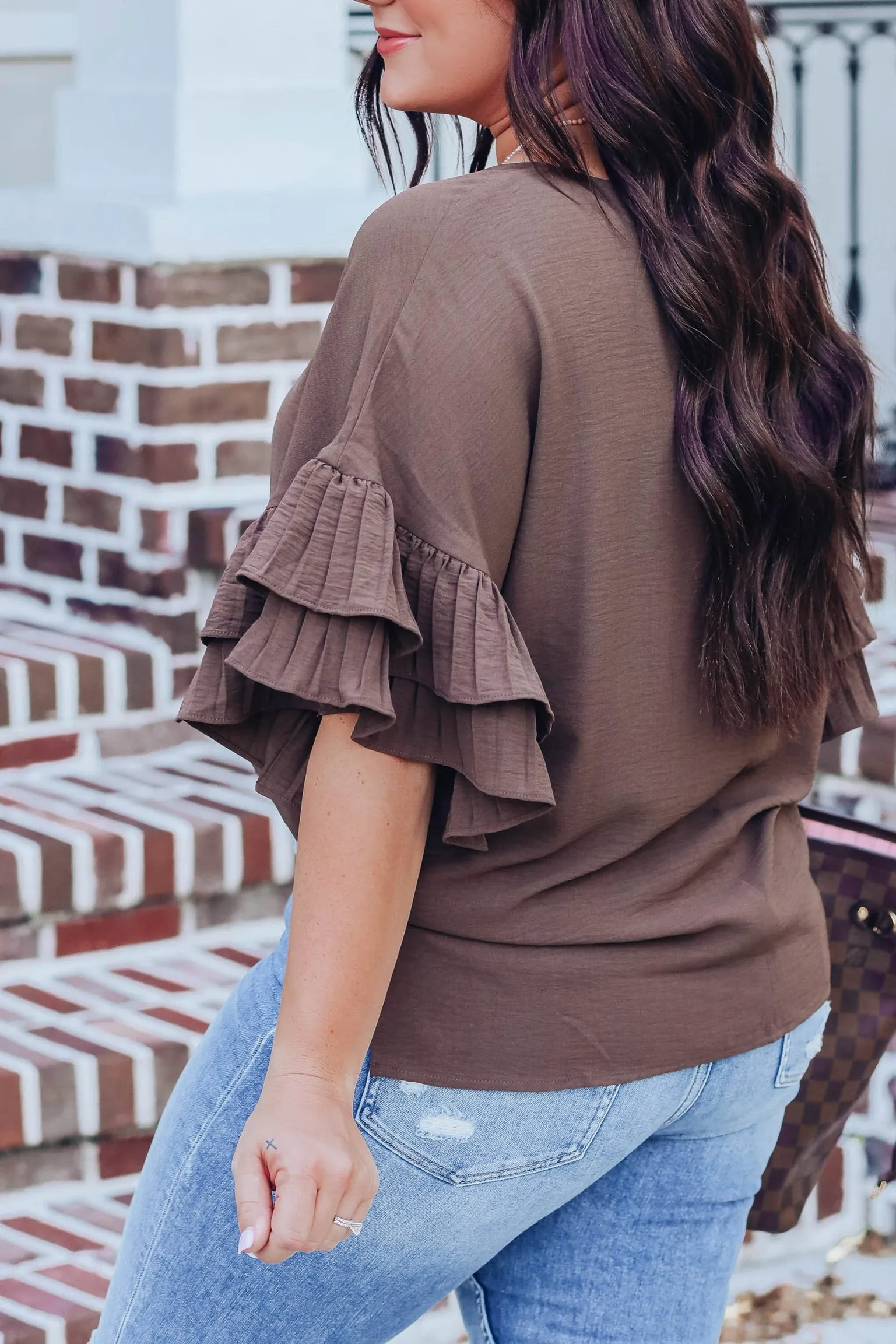 Christina Oversized Ruffle Sleeve Blouse