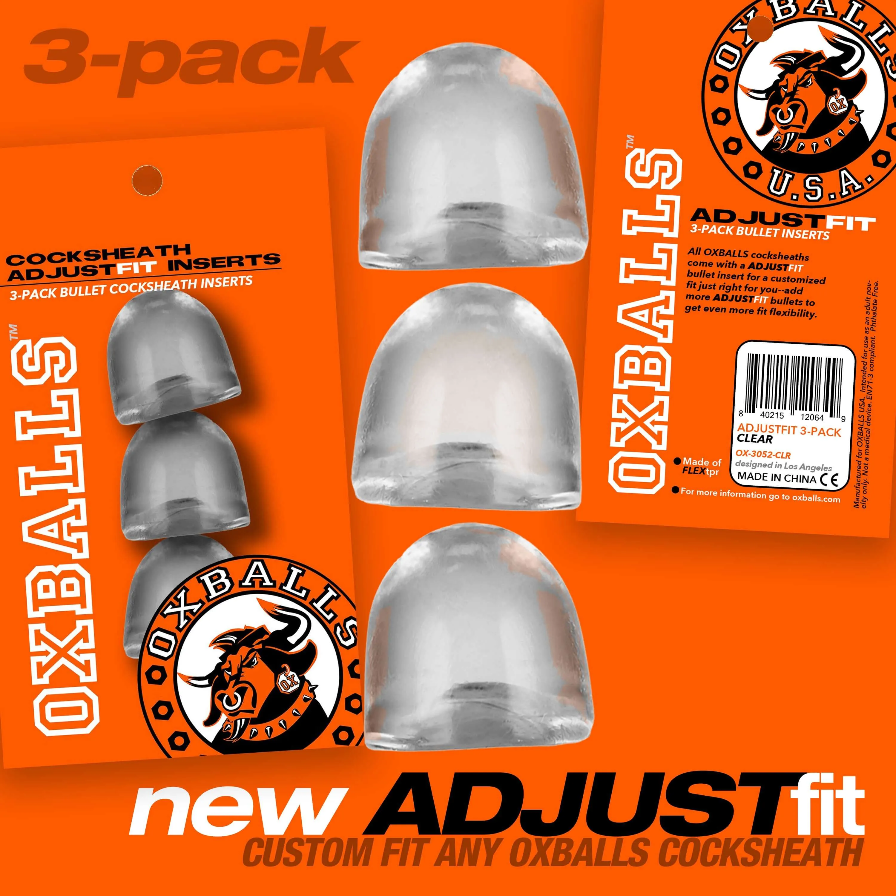 Cocksheath Adjustfit 3 Pack Bullet Inserts by OXBALLS: Custom Fit for Maximum Pleasure