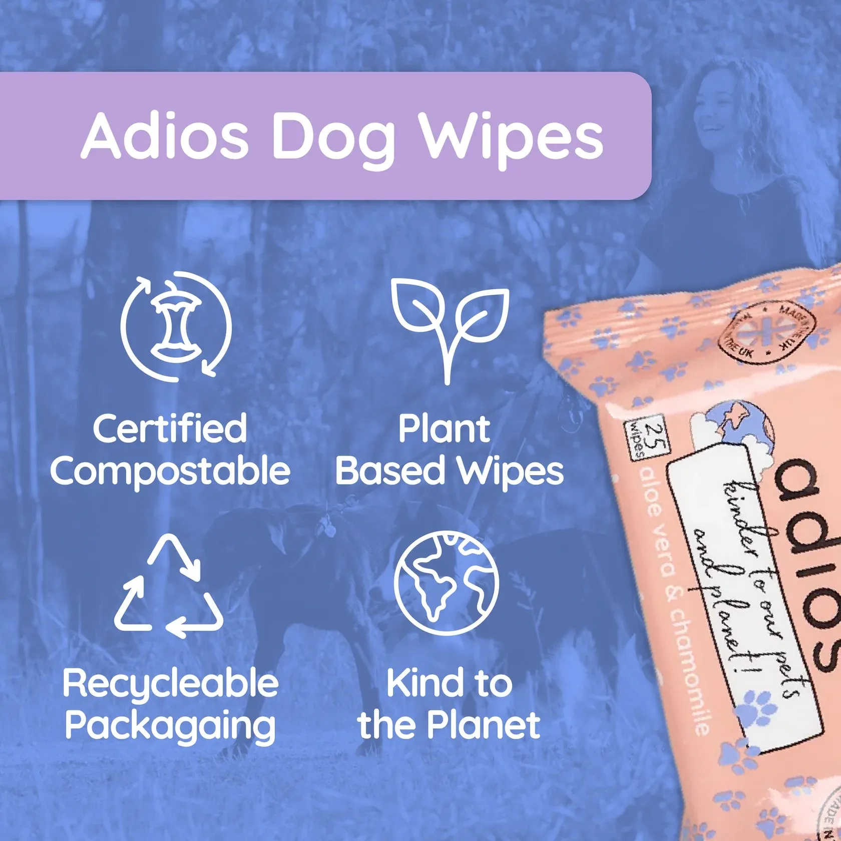 Compostable Pet Wipes – Plant-Based, Natural & Safe for Pets by Adios