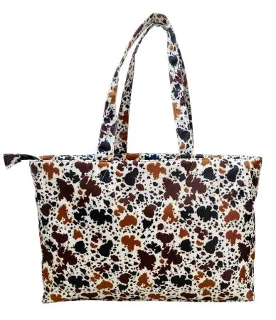 Cowprint Nylon Travel Tote