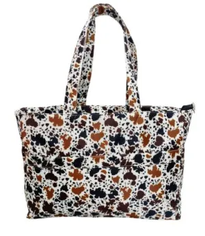 Cowprint Nylon Travel Tote