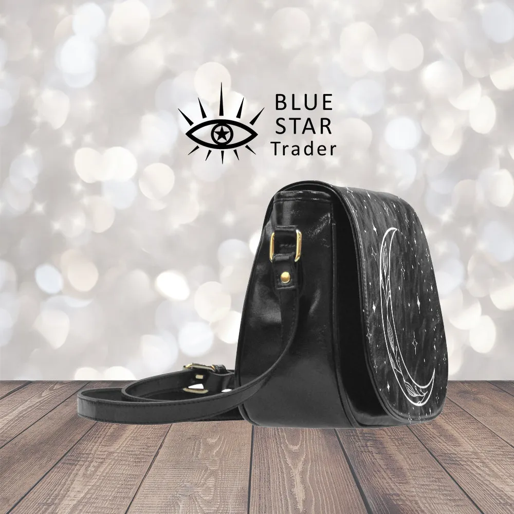 Crescent Moon Vegan Saddle Bag Purse Crossbody Bag