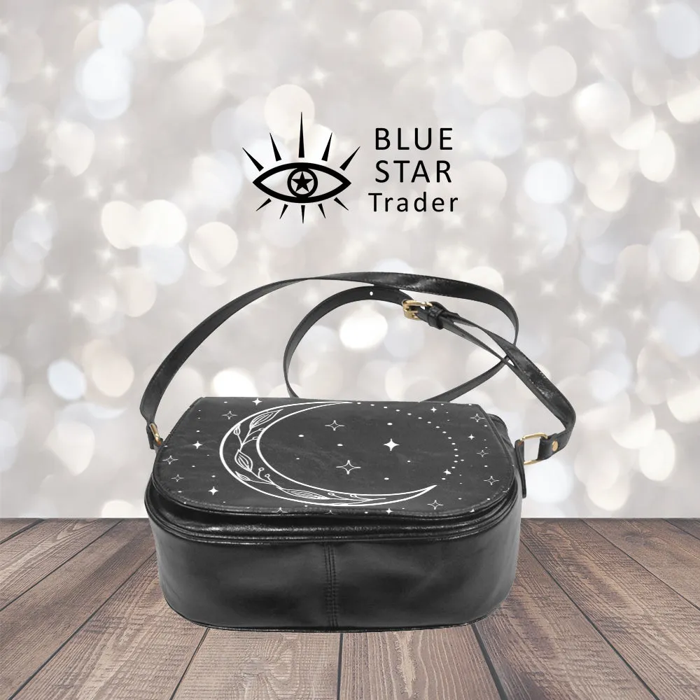 Crescent Moon Vegan Saddle Bag Purse Crossbody Bag