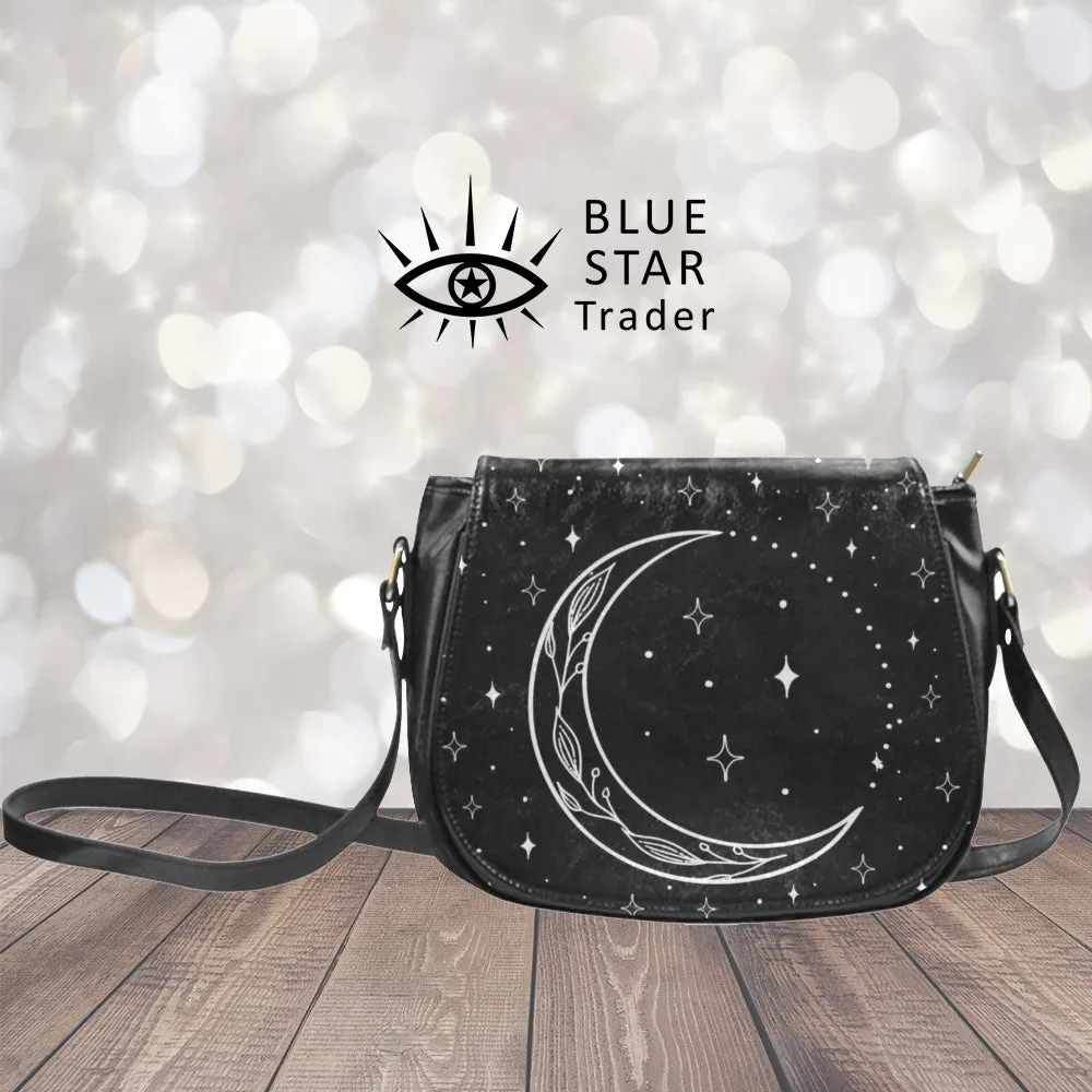 Crescent Moon Vegan Saddle Bag Purse Crossbody Bag