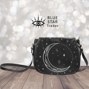 Crescent Moon Vegan Saddle Bag Purse Crossbody Bag