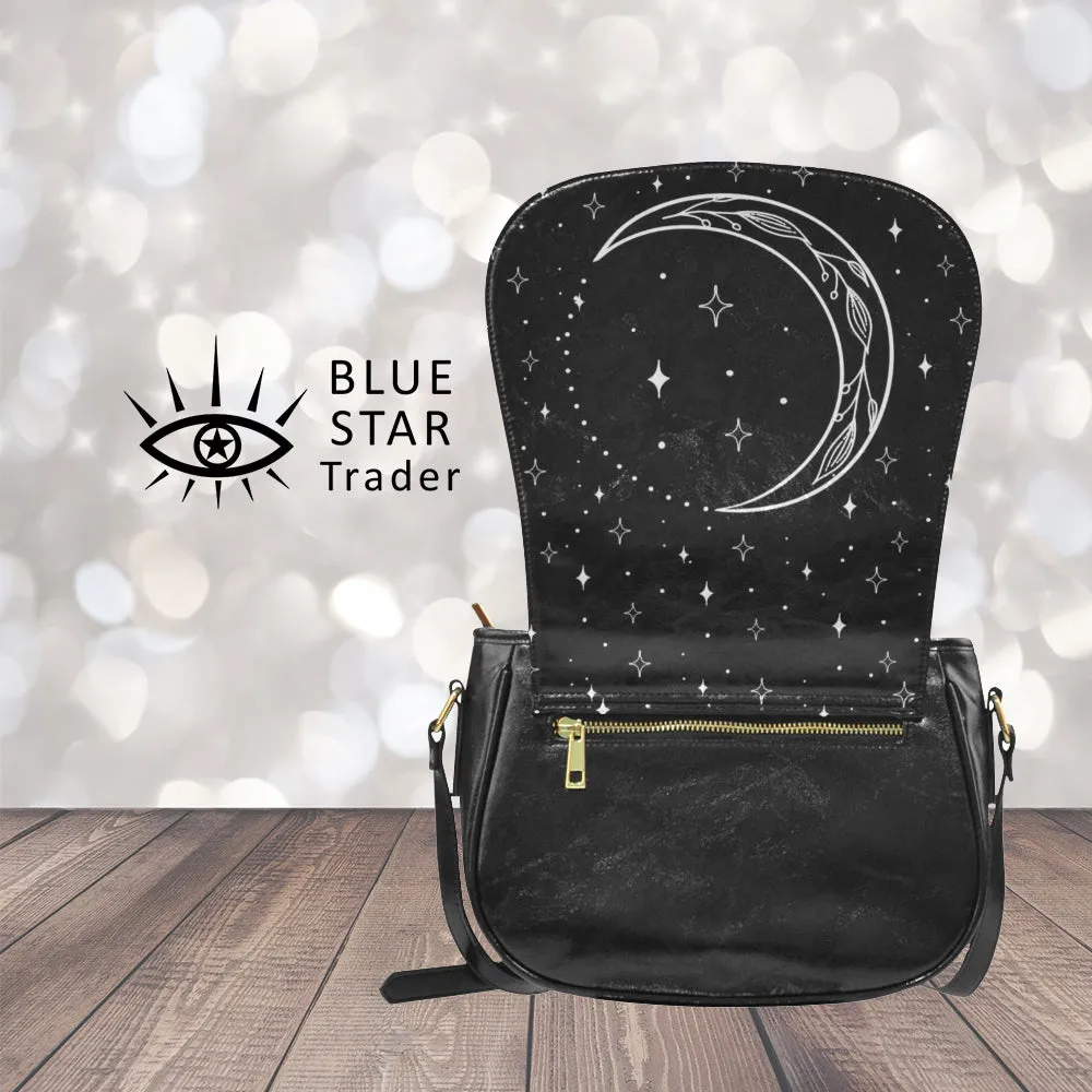 Crescent Moon Vegan Saddle Bag Purse Crossbody Bag