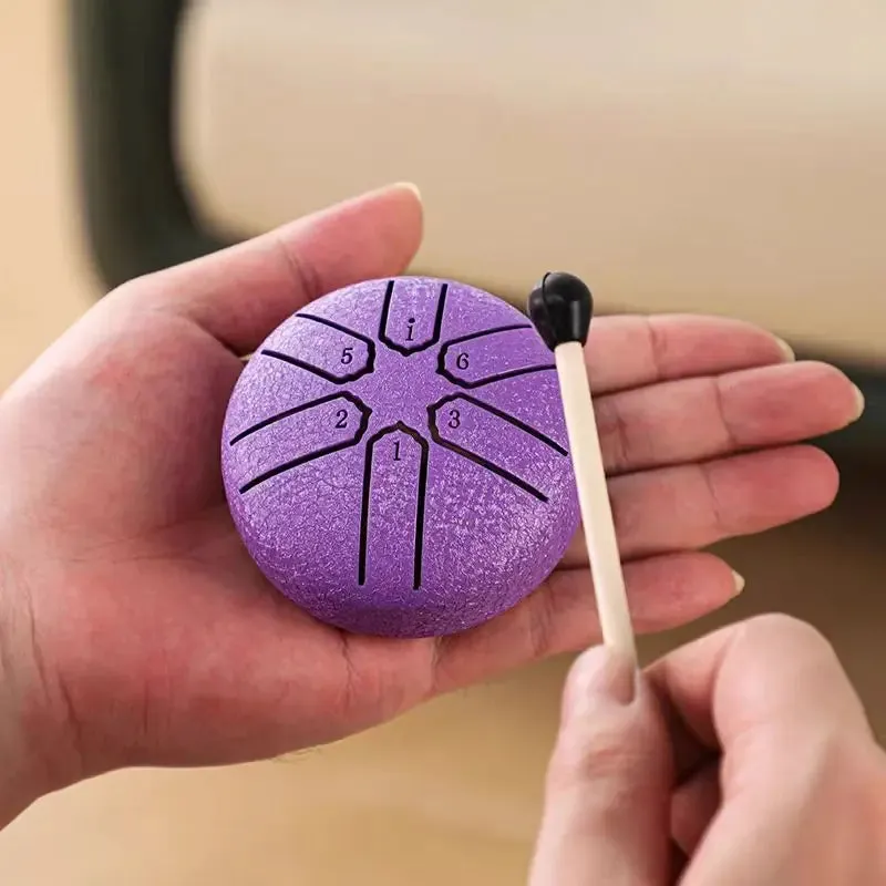 Curve Design 3inch, 6-tone Mini Steel Tongue Drum   FREE Mallet