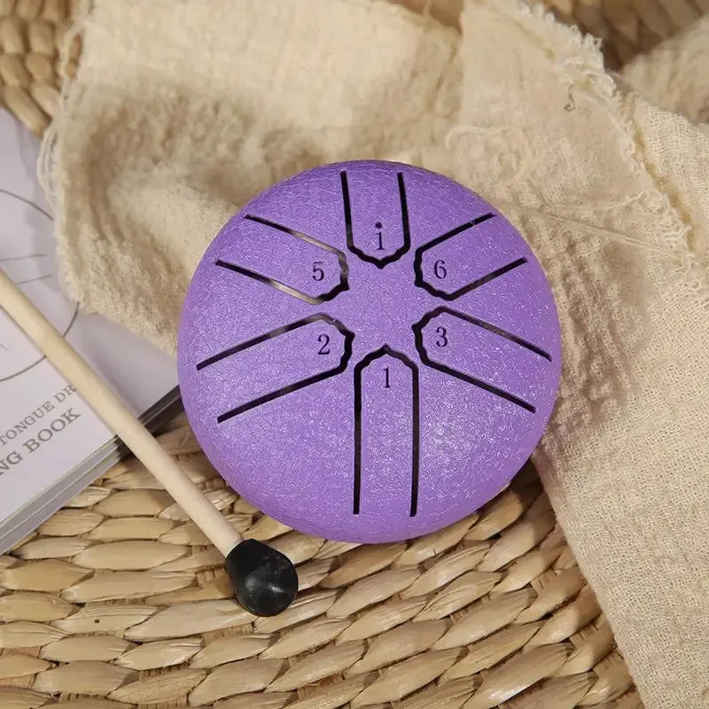 Curve Design 3inch, 6-tone Mini Steel Tongue Drum   FREE Mallet