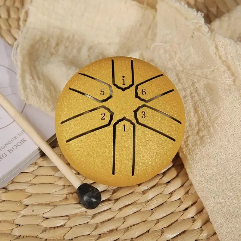 Curve Design 3inch, 6-tone Mini Steel Tongue Drum   FREE Mallet