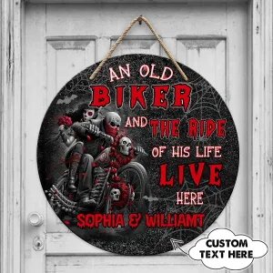 Custom Wooden Sign - Old biker and the ride of his life - Fuly104