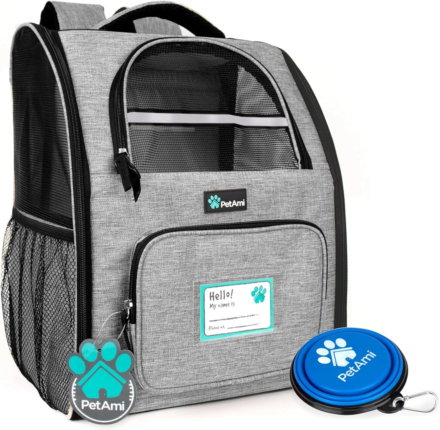Dog Backpack Carrier for Small Large Cat, Pet, Puppy, Ventilated Pet Hiking Backpack Travel Bag, Airline Approved Cat Backpack Carrier, Camping Biking Dog Bag up to 18Lbs Pet, Grey