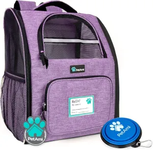 Dog Backpack Carrier for Small Large Cat, Pet, Puppy, Ventilated Pet Hiking Backpack Travel Bag, Airline Approved Cat Backpack Carrier, Camping Biking Dog Bag up to 18Lbs Pet, Purple