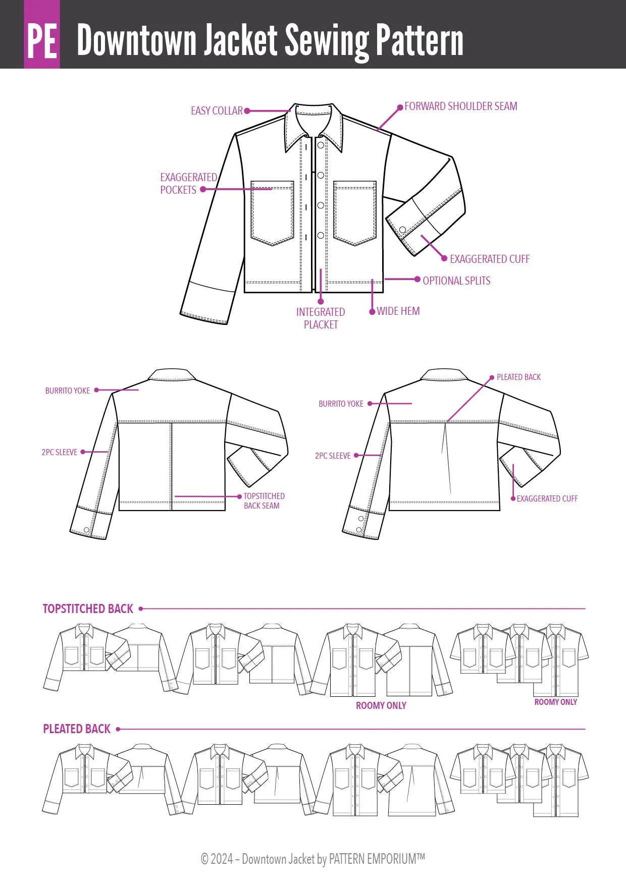 Downtown Jacket | Regular & Roomy Sewing Pattern