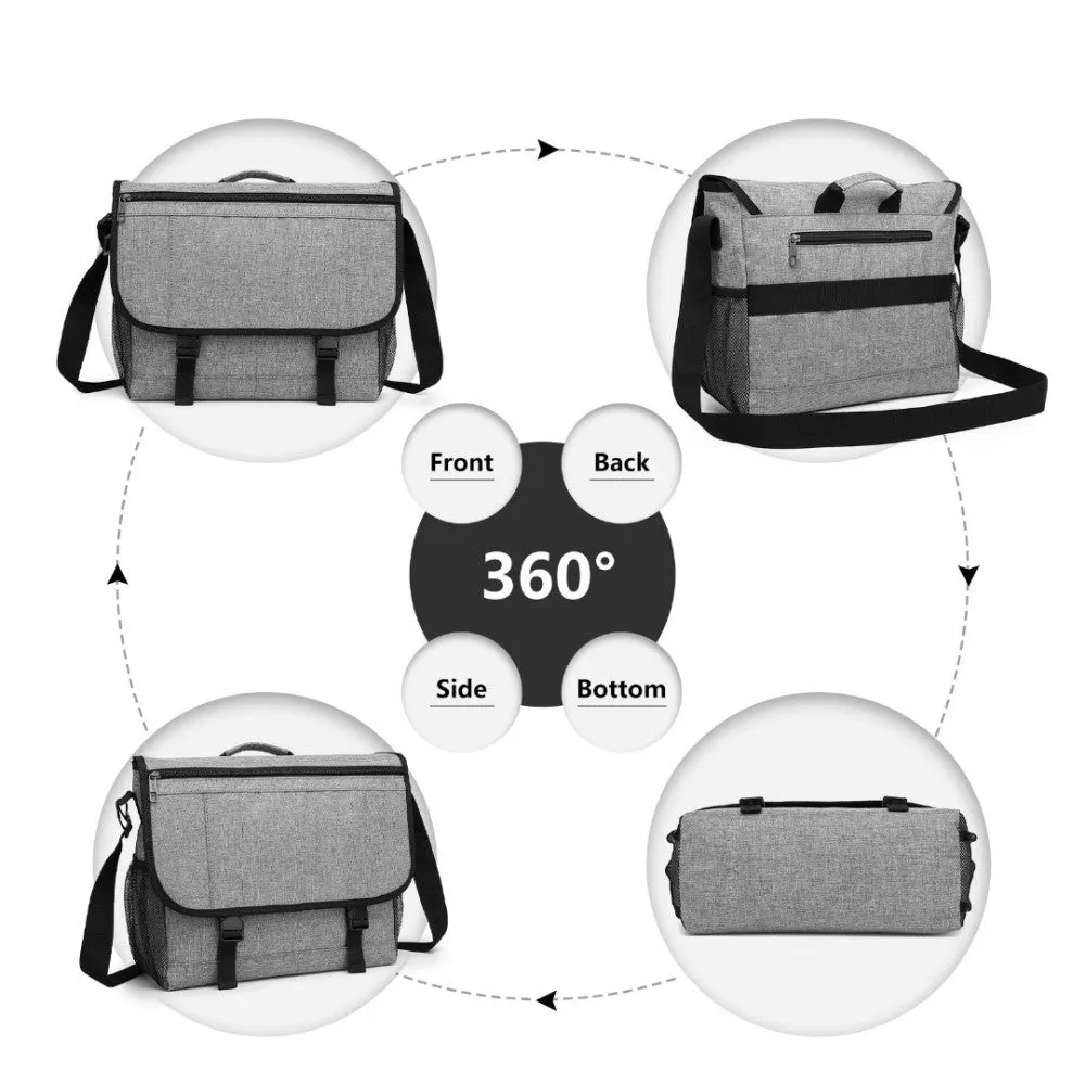 Eq2260 - Kono High Security Messenger Bag Satchel Shoulder Bag - Grey