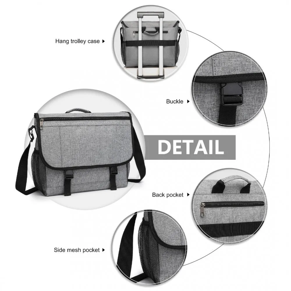 Eq2260 - Kono High Security Messenger Bag Satchel Shoulder Bag - Grey