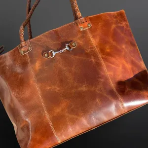 Equestrian Snaffle Bit Newmarket Leather Tote