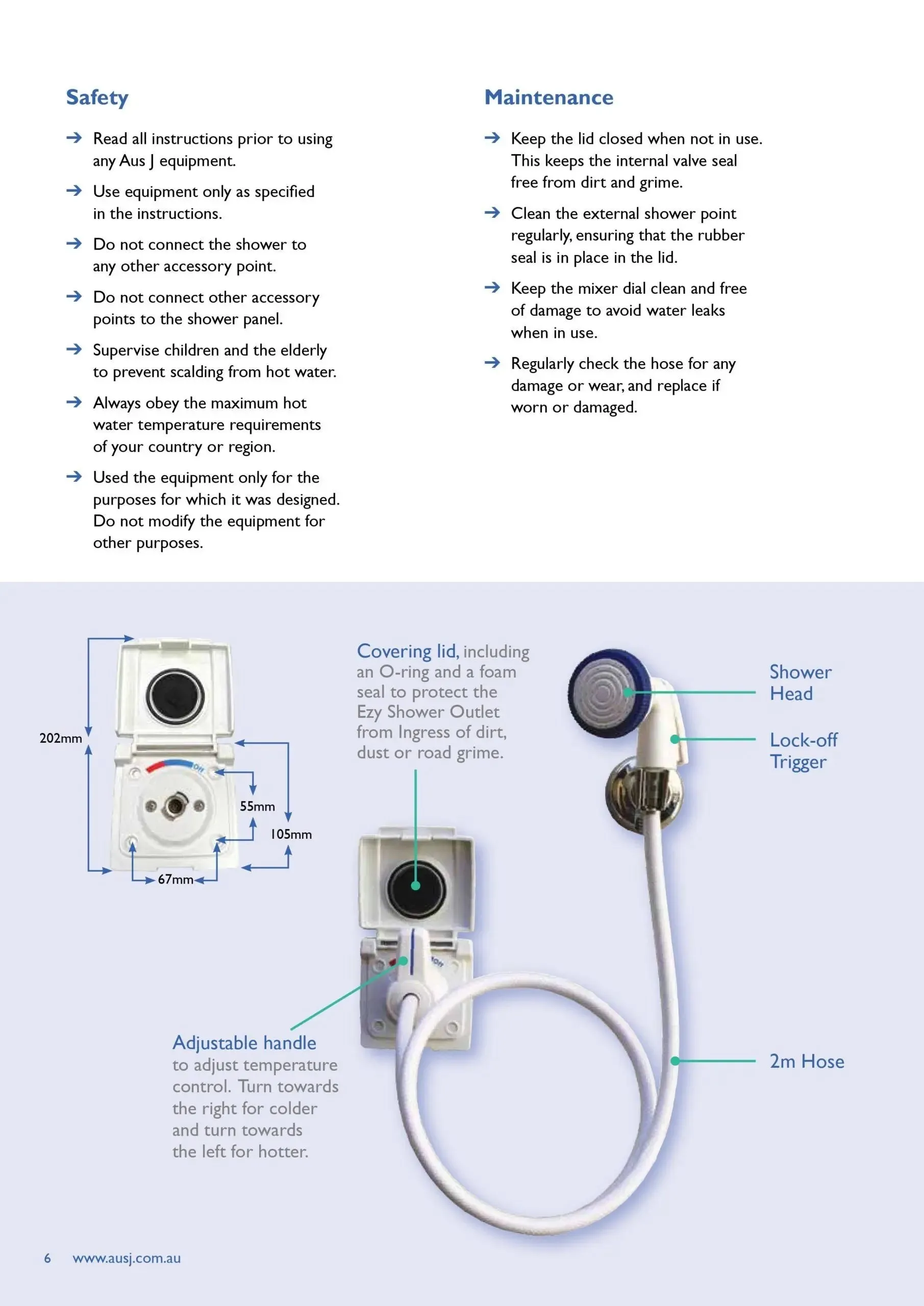 Ezy RV Exterior Shower Outlet White