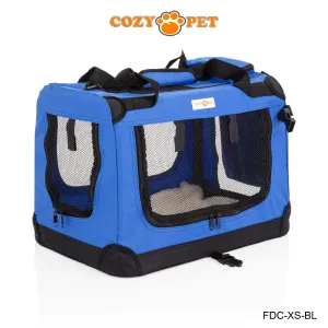 Fabric Dog Crate 50cm Blue by Cozy Pet Puppy Carrier Cat Travel Cage Rabbit Model: FDC-XS-BL - RET - Customer Return 30% Discount.