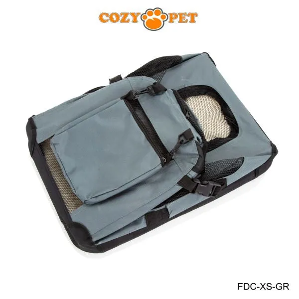 Fabric Dog Crate 50cm Grey by Cozy Pet Puppy Carrier Cat Travel Cage Rabbit Model: FDC-XS-GR - RET - Customer Return 30% Discount.