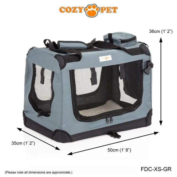 Fabric Dog Crate 50cm Grey by Cozy Pet Puppy Carrier Cat Travel Cage Rabbit Model: FDC-XS-GR - RET - Customer Return 30% Discount.